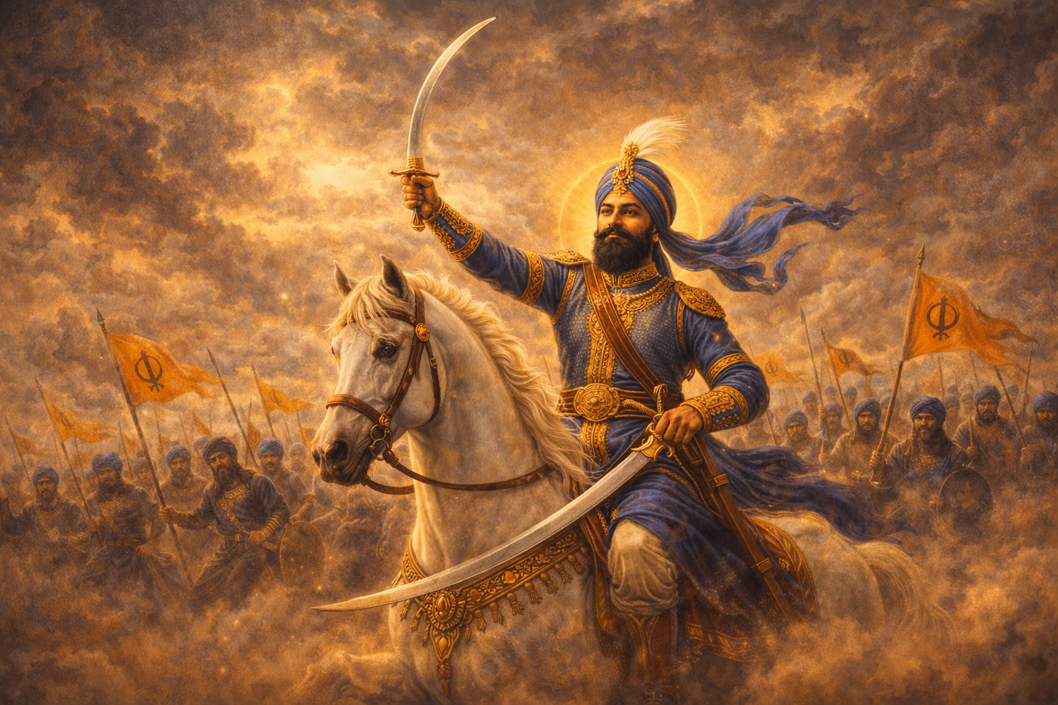 Guru Gobind Singh Ji Leading the Khalsa on the Battlefield